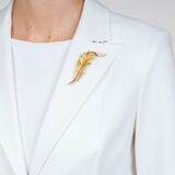 Mid Century Leaf Brooch with Diamonds - image 2