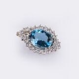 Fine Aquamarine Diamond Pendant - image 2