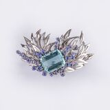 Splendid Aquamarine Tanzanite Brooch - image 1