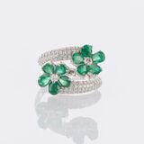 Smaragd Brillant Blütenring 'Fleur verte' - Bild 1