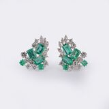 Paar Smaragd Diamant Ohrringe