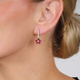 Pair of Ruby Diamond Earpendants 'Fleurs rouges' - image 2