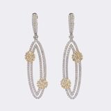 Pair of Diamond Earrings with Flower Elements - image 1