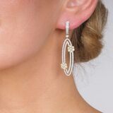 Pair of Diamond Earrings with Flower Elements - image 2
