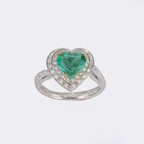 Feiner Smaragd Brillant Ring in Herzform - Bild 3