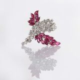 Fine Ruby Diamond Brooch - image 1