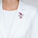 Fine Ruby Diamond Brooch - image 2