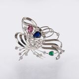 Precious Stone Broosch with Diamonds
