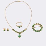Smaragd-Schmuckset: Kette, Brosche, Ring und Paar Ohrstecker - Bild 2