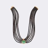Smaragd Brillant Centerpiece an ebonisiertem Holz-Collier - Bild 2