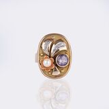Gold Ring with Amethyst-Pearl - image 1