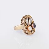 Gold Ring with Amethyst-Pearl - image 2