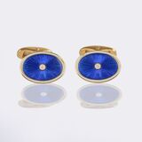 Pair of Enamel Diamond Cufflinks
