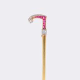 Novelty Jewellery Piece Needlebrooch with Gemstones 'Walking Stick' - image 1