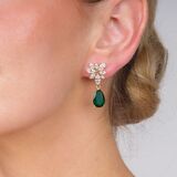 Paar Diamant Smaragd Ohrringe - Bild 2