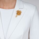 Moonstone Diamond Flower Brooch - image 2