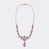 Flower Necklace with Diamonds, Pearls and Natural Rubies - image 3