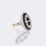 Onyx Diamond Ring in Art Nouveau Style - image 2