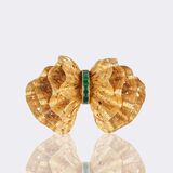 Vintage Emerald Brooch 'Bow' - image 1