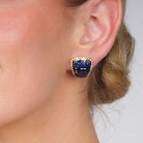 Pair of fine Sapphire Diamond Earrings - image 2
