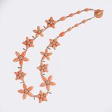 Extraordinary Coral Diamond Flower Necklace - image 2