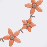 Extraordinary Coral Diamond Flower Necklace - image 3