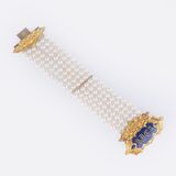 William IV Enamel Gold Clasp with Diamond Inscription 'SICA' on Pearl Bracelet - image 2