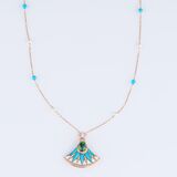 Elegante Kette mit fächerförmigem Turmalin und Türkis-Motiv - Bild 2