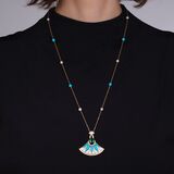 Elegante Kette mit fächerförmigem Turmalin und Türkis-Motiv - Bild 3