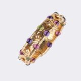 'Parentesi' Cuff Bangle Bracelet with Pink Tourmalines, Peridots and Amethysts - image 2