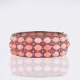 Colourfine Coral Ruby Bangle Bracelet with Diamonds - image 1