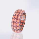 Colourfine Coral Ruby Bangle Bracelet with Diamonds - image 2