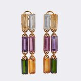 Pair of Multicolor Vintage Gemstone Ear Pendants - image 1