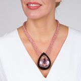 Highcarat, colourful Pink Tourmaline Pendant on Silk Cord - image 3