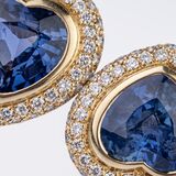 Pair of very fine Sapphire Diamond Earclips 'Hearts' - image 3