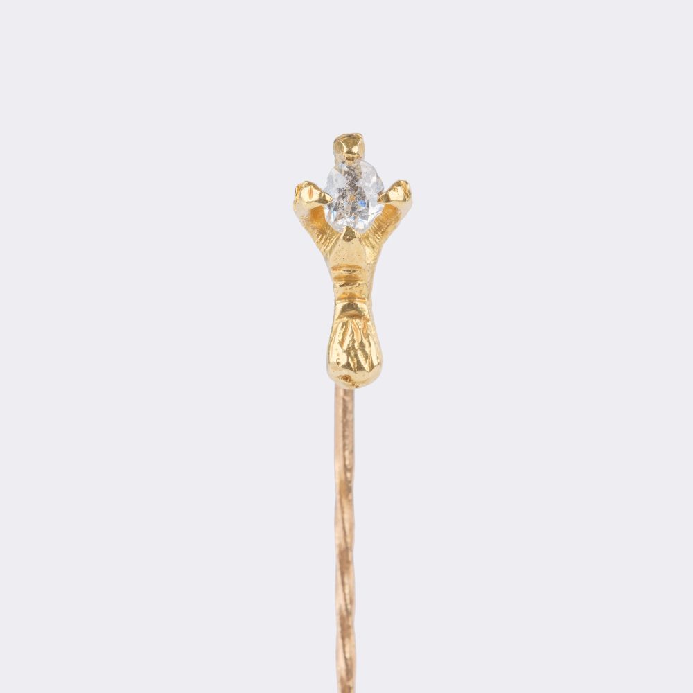 Novelty-Jewellerypiece Needle with Old Cut Diamond 'bird's claw'