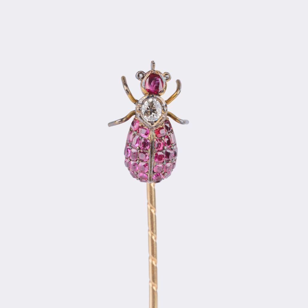 Novelty-Jewellerypiece Needle with Rubies and Diamonds 'Bee'