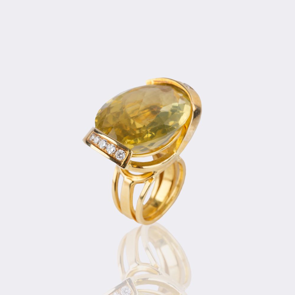 Modern Citrine Diamond Ring