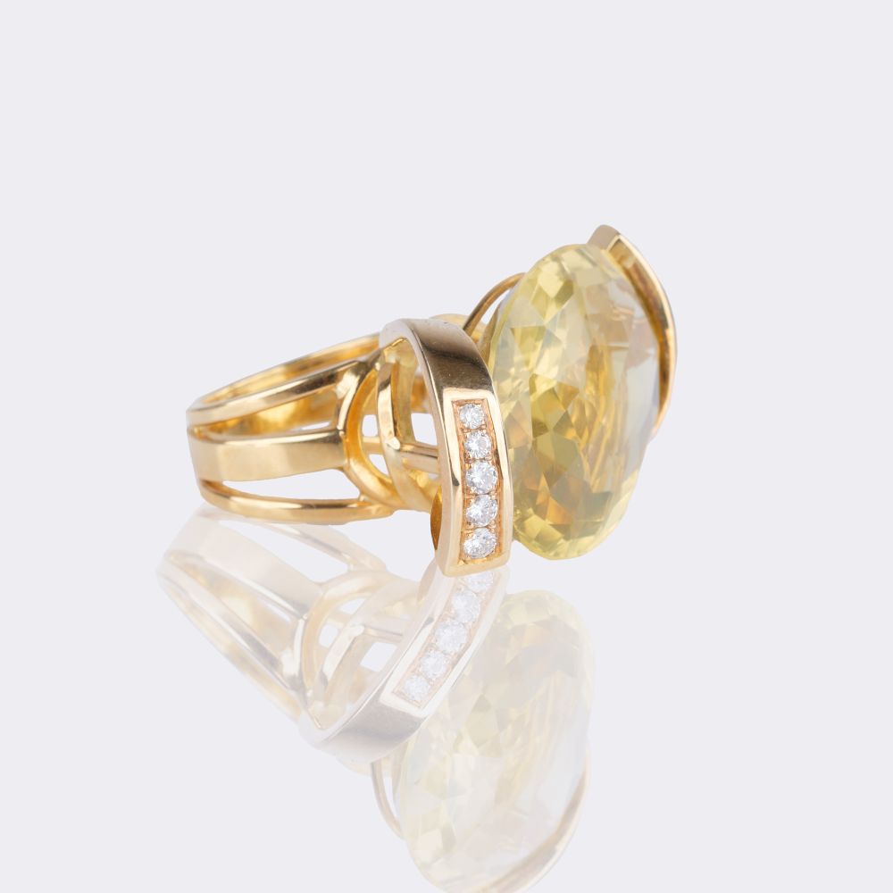 Modern Citrine Diamond Ring - image 2