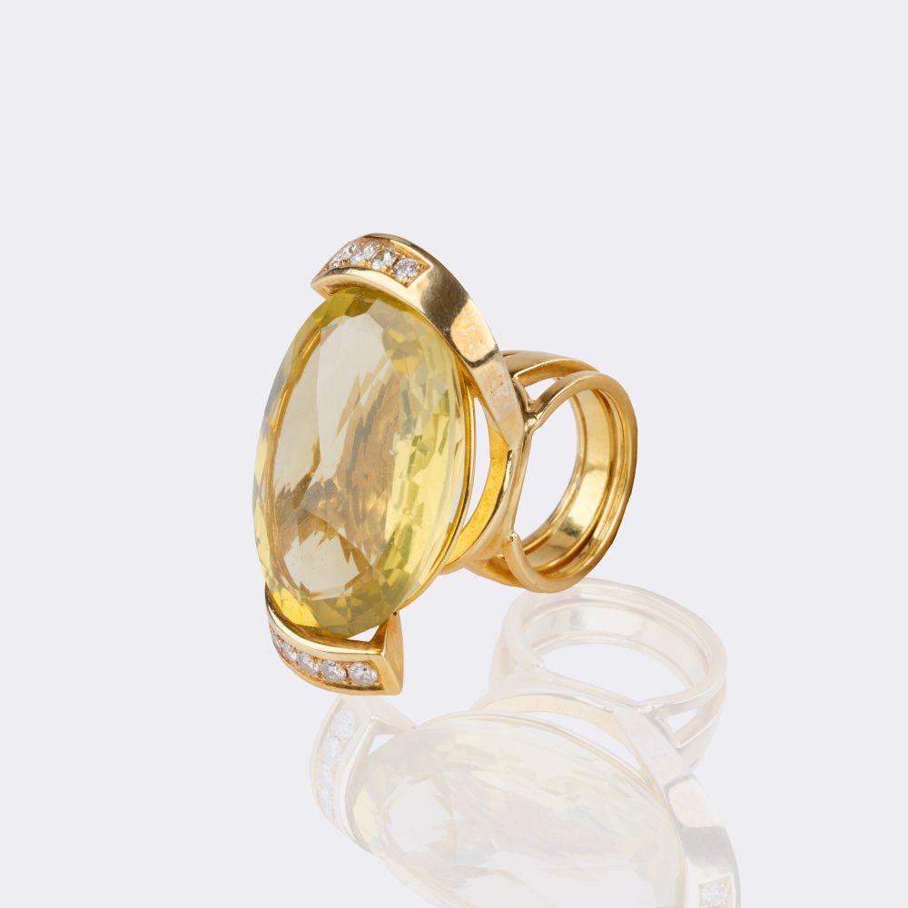 Modern Citrine Diamond Ring - image 3