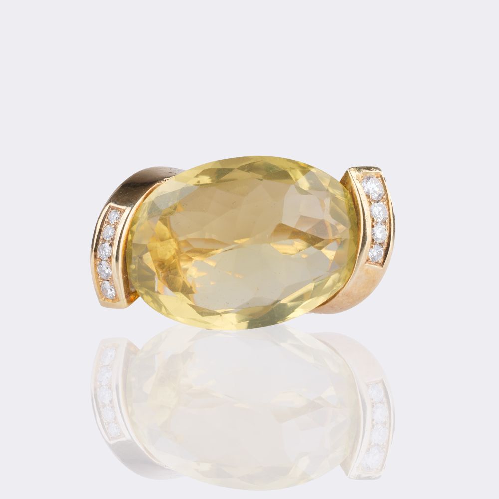 Modern Citrine Diamond Ring - image 5