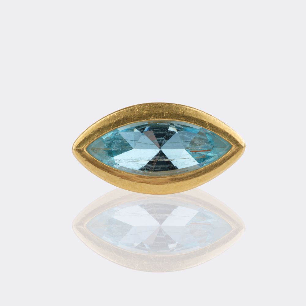 Gold Ring with Aquamarine