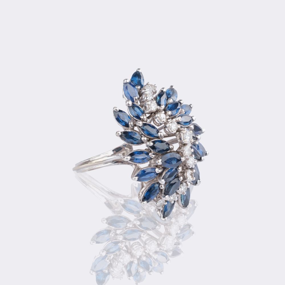 Cocktail Sapphire ring with Diamonds - image 2