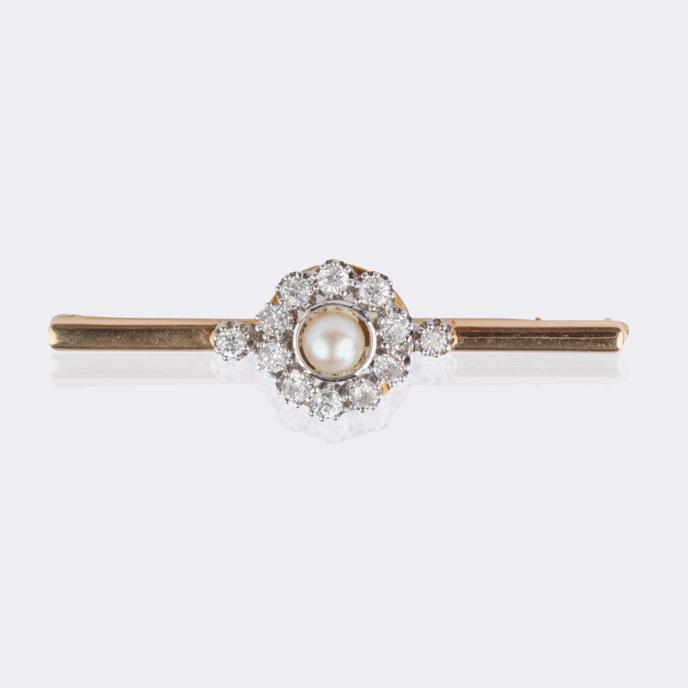 Pearl Brooch with Old-Cut Diamonds
