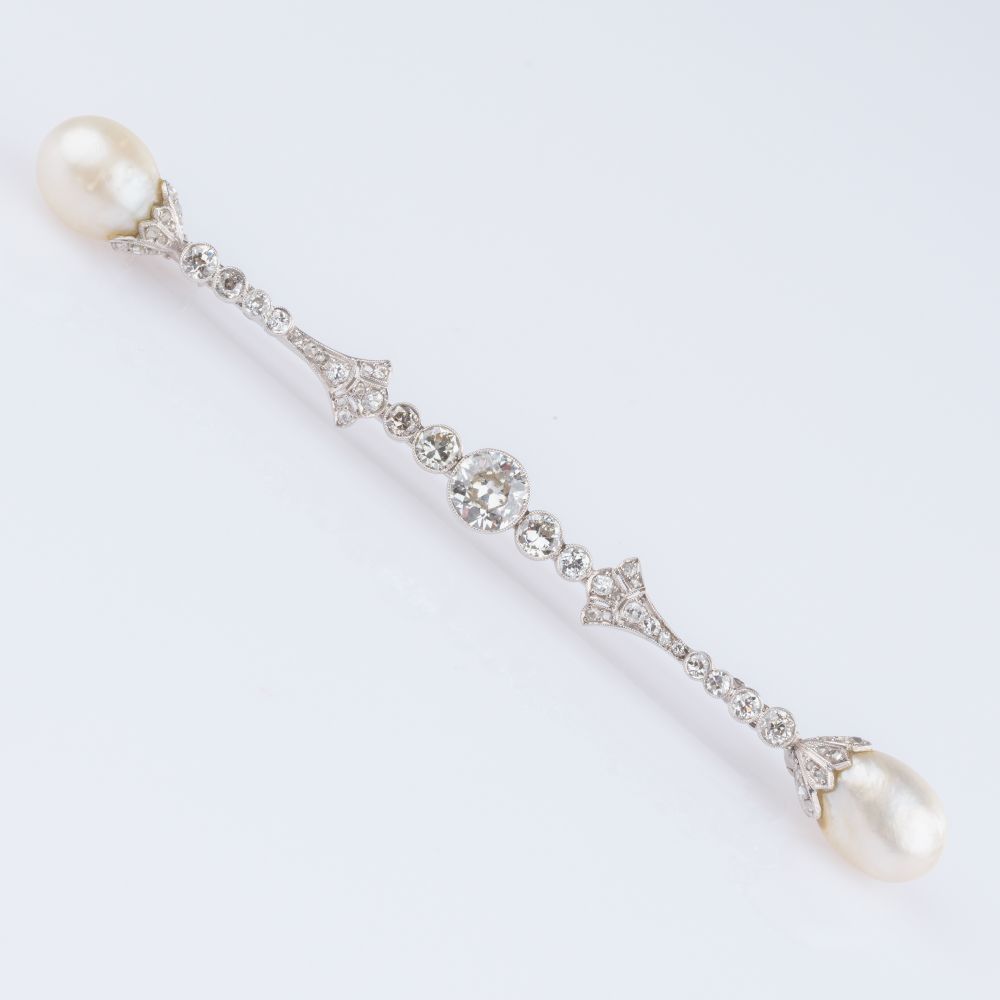 Brooch with Old-cut Diamonds and Pearls