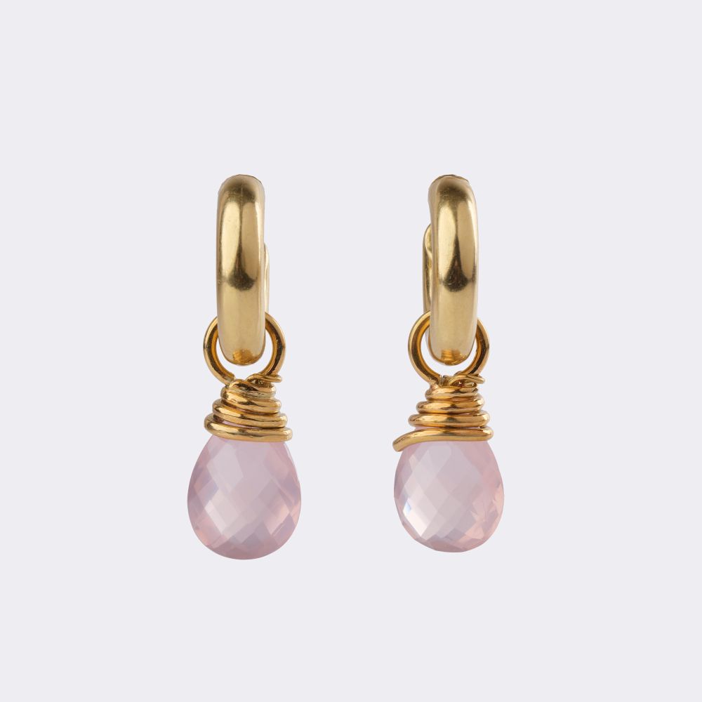 Pair of Gold Hoop Earrings with 5 Changeable Pendants - image 2