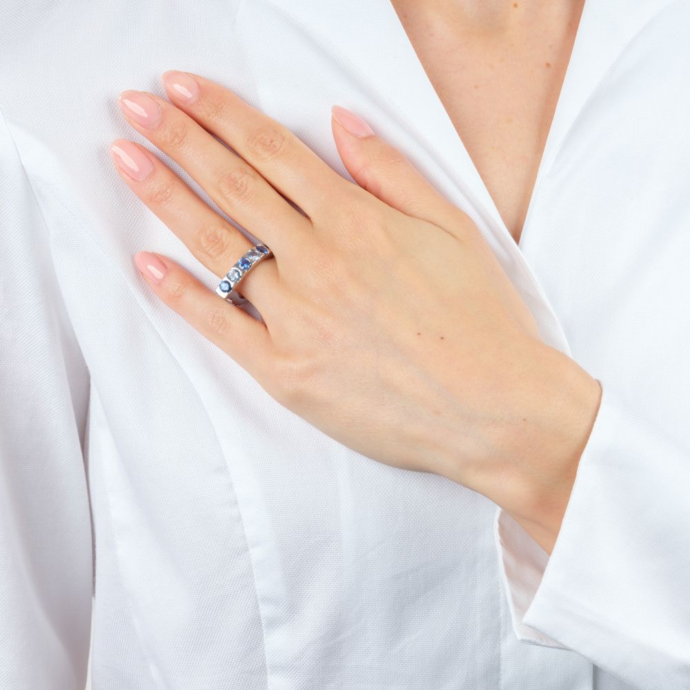 Signature Memory Drop Ring Blue Sapphires - image 4