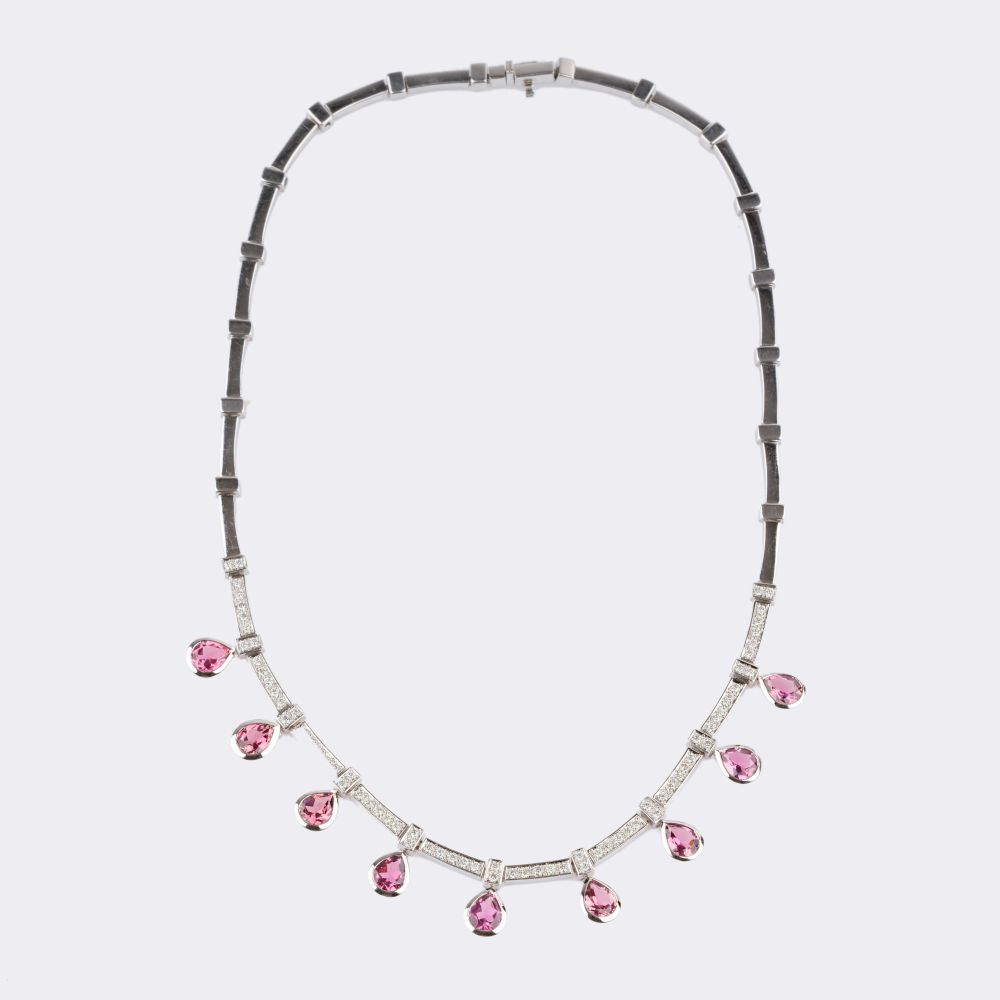 Pink-Tourmaline Diamond Necklace - image 2