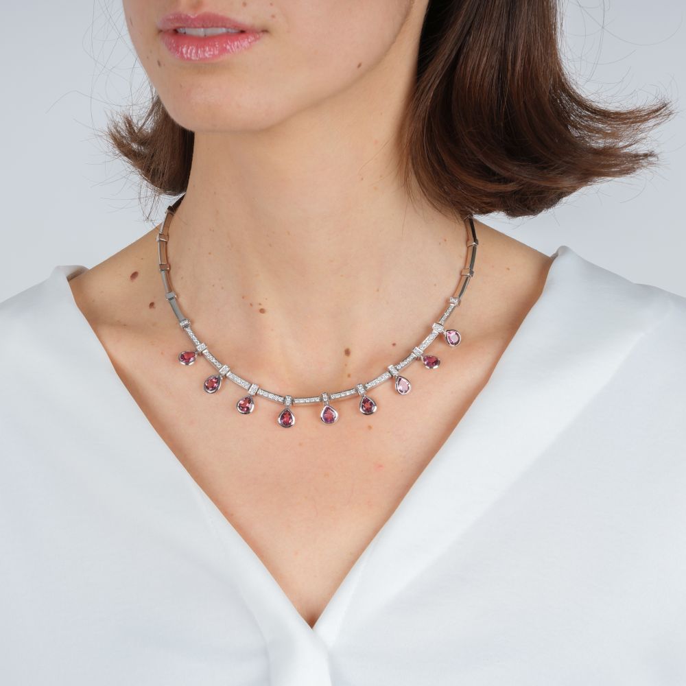 Pink-Tourmaline Diamond Necklace - image 3