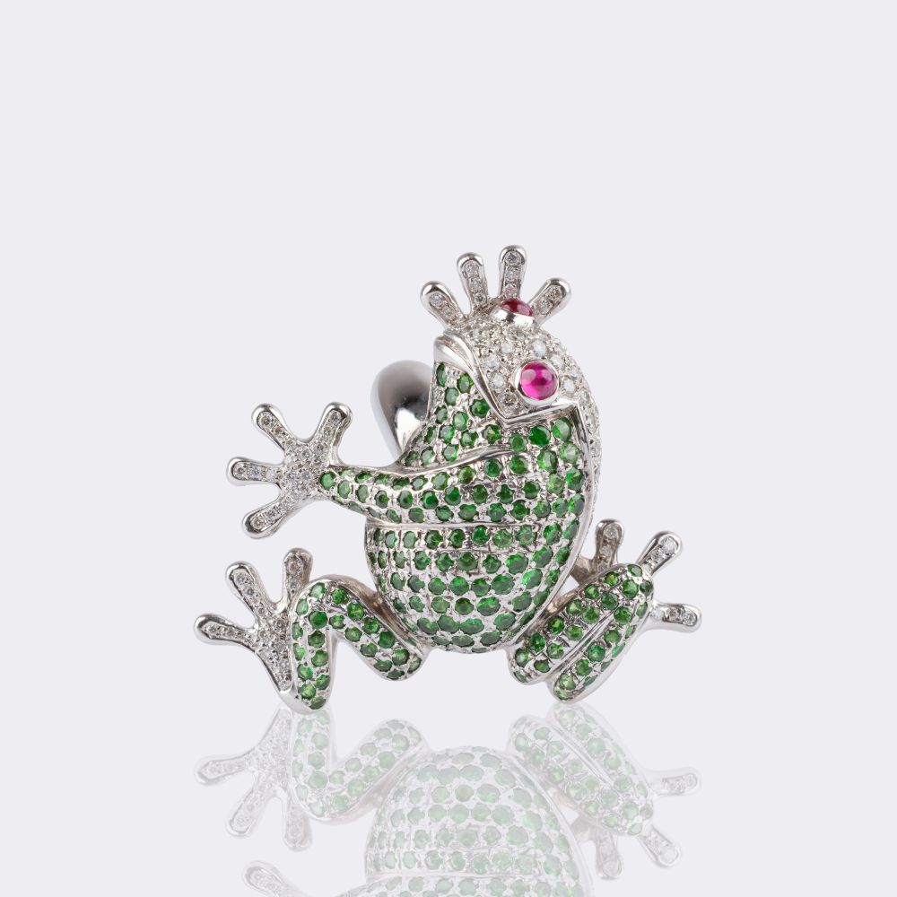 Peridot Diamond Ring 'Frog' - image 2